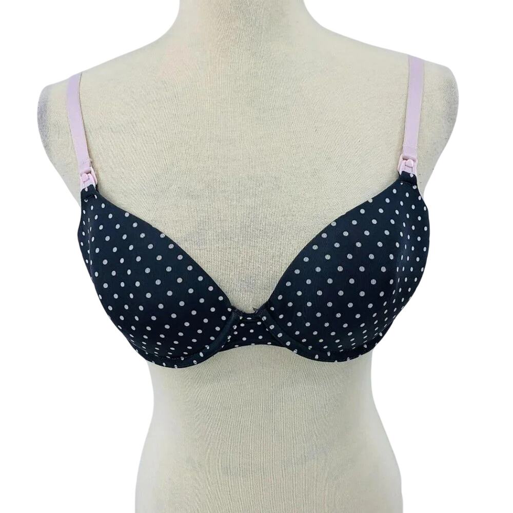 Motherhood Maternity Grey Pink Polka Dot Nursing Bra 34C